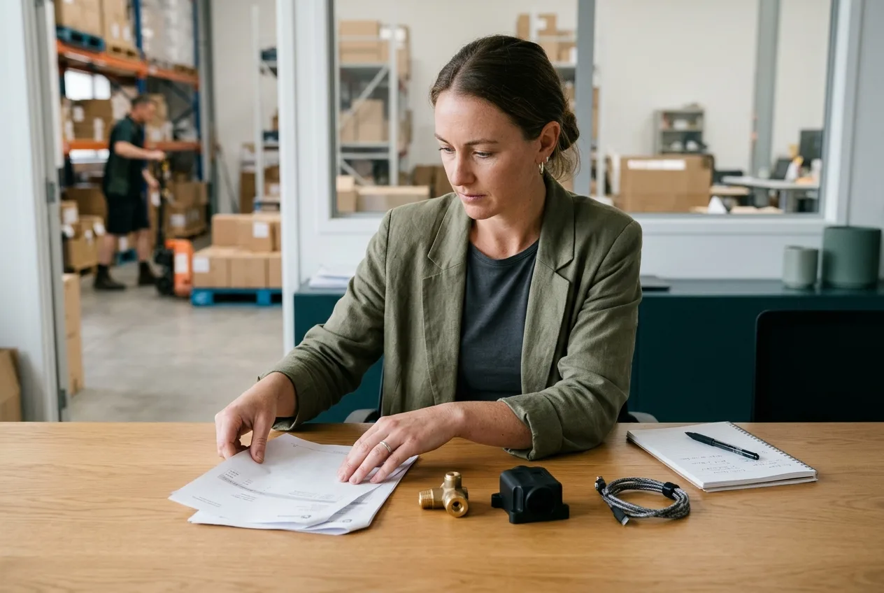 Finance lead in a New Zealand distribution office grouping purchase orders and physical product samples by customer buying behaviour.